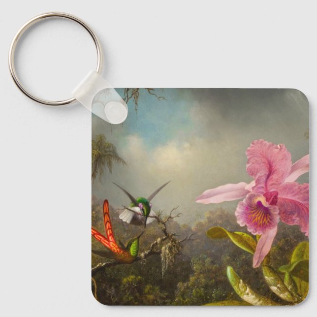 Llavero Orquídea con dos Hummingbirds Heade (Anverso)