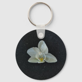Llavero orquídea en cadena de claves negras
