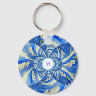Llavero Orquídea Watercolor, Nubes Mandala