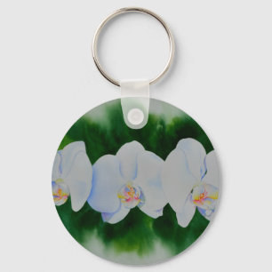 Llavero Orquídeas blancas acuarelas