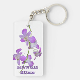 Llavero Orquídeas hawaianas moradas y blancas