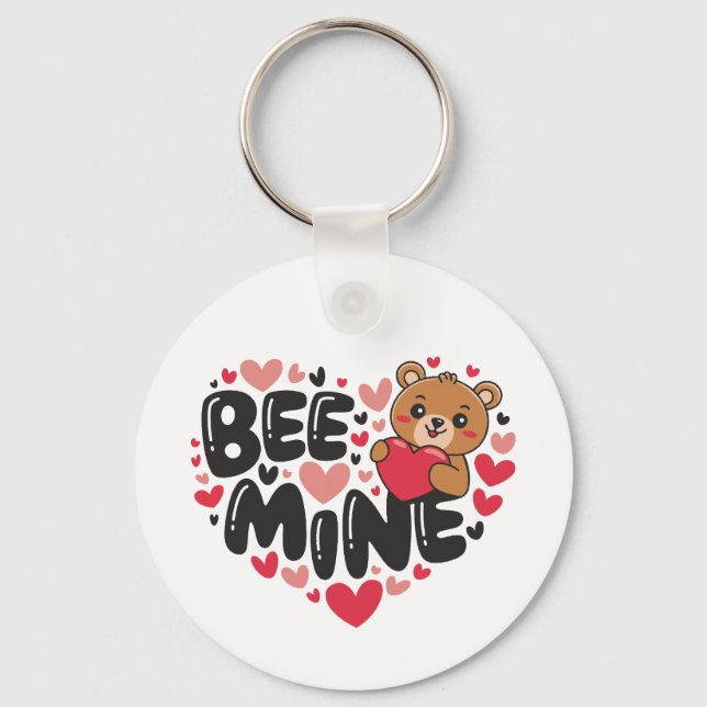Llavero Osito de peluche Cute Bee Mine Día de San Valentín (Reverso )
