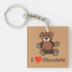 Llavero Osito de peluche de chocolate adorable corazón (am