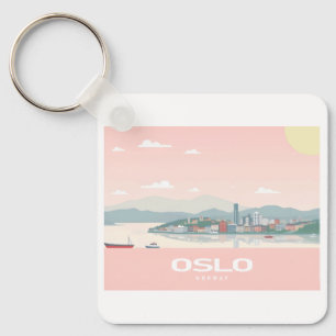 Llavero Oslo Noruega Fjord Pastel Travel