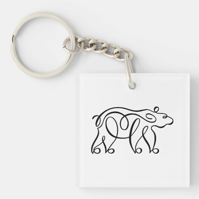 Llavero Oso caligráfico de penwork (Frente)