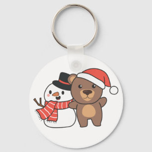 Llavero Oso Con Snowman En Invierno Para Navidades Keychai