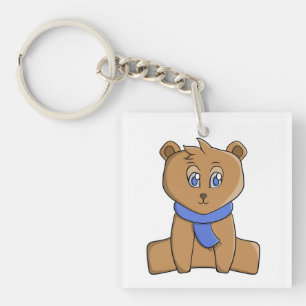 Llavero Oso de peluche con un pañuelo azul