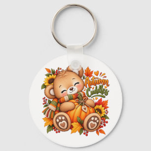 Llavero Oso de peluche de otoño abrazando calabaza para be