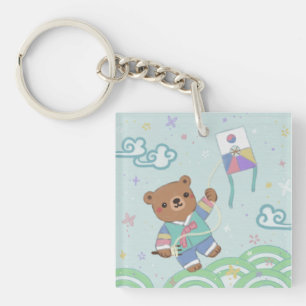 Llavero Oso de peluche en Hanbok: Volando cometas