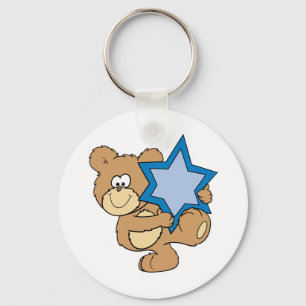 Llavero oso de peluche lindo de janucá sosteniendo la estr