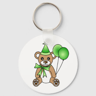Llavero Oso de peluche lindo del cumpleaños - verde