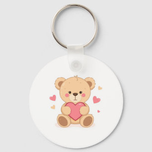 Llavero Oso de peluche lindo que sostiene un corazón – Amo