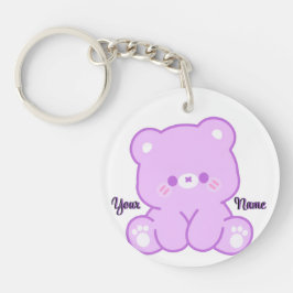 Llavero Oso de peluche morado lindo Kawaii personalizado 