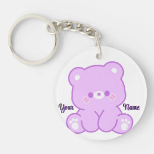 Llavero Oso de peluche morado lindo Kawaii personalizado