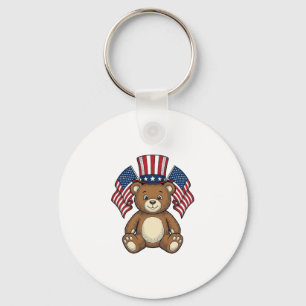 Llavero Oso de peluche patriótico vintage diseño vectorial