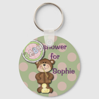 Llavero Oso de peluche rosa y verde