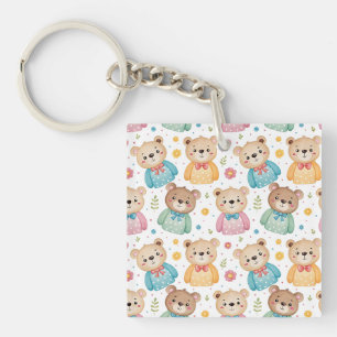 Llavero Oso de peluche y flores
