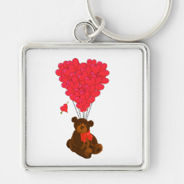 Llavero Oso de peluche y globos cardíacos