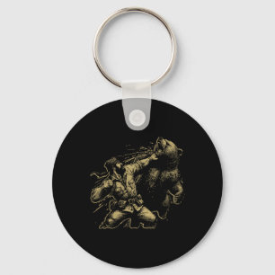 Llavero Oso divertido hombre golpeando oso retro vintage c