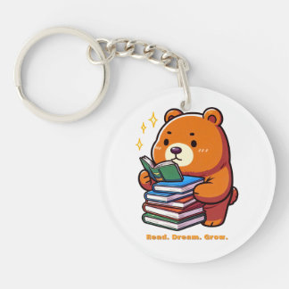 Llavero Oso Lector Adorable con Libros Kawaii