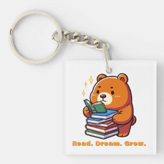 Llavero Oso lindo leyendo con libros Kawaii