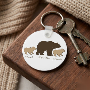 Llavero Oso Mama Personalizado Con 2 Nombres De Niños Rega