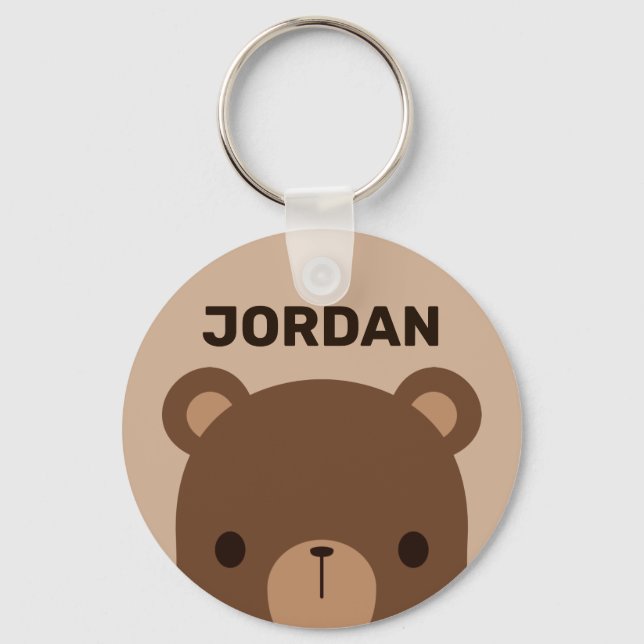 Llavero Oso marrón lindo con nombre personalizado (Anverso)