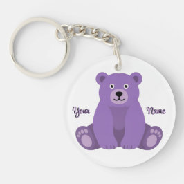 Llavero Oso Morado Lindo Kawaii Nombre Personalizado 