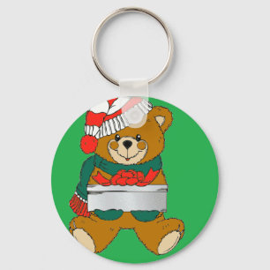 Llavero oso navideño con caja de regalo