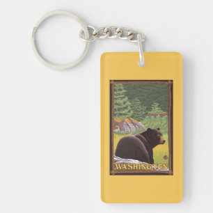 Llavero Oso negro en el bosque - Washington