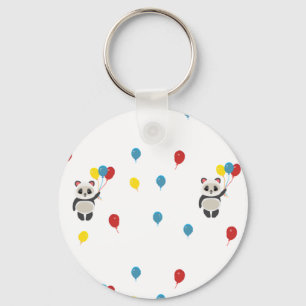 Llavero Oso panda con globos blanco