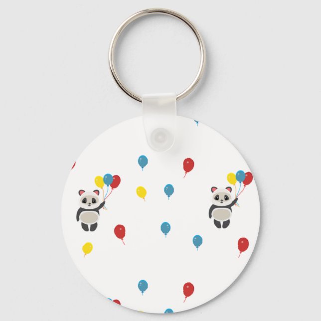 Llavero Oso panda con globos blanco (Anverso)