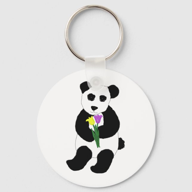 Llavero Oso Panda con Tulipanes (Anverso)