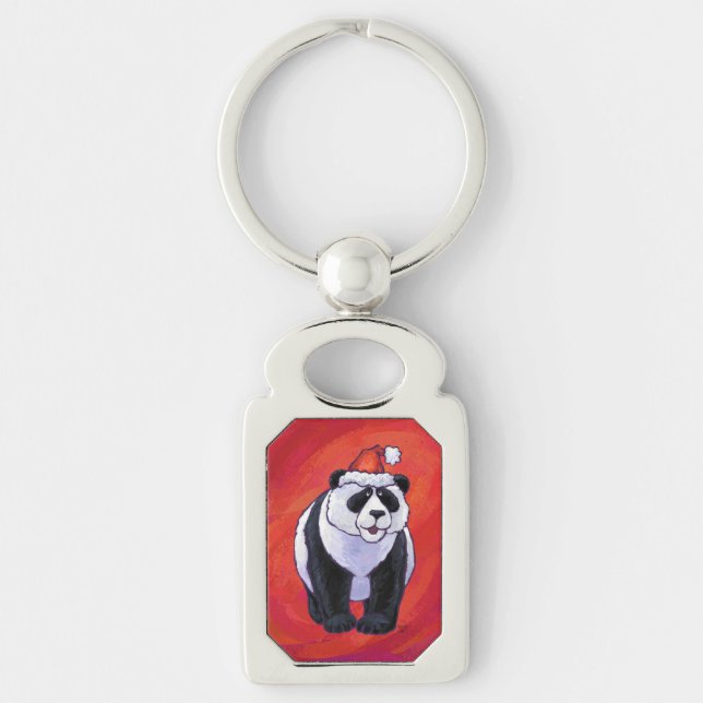 Llavero Oso Panda en Santa Hat en rojo (Anverso)