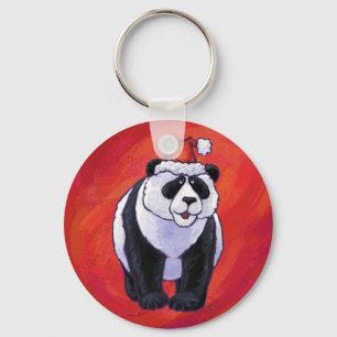 Llavero Oso Panda en Santa Hat en rojo