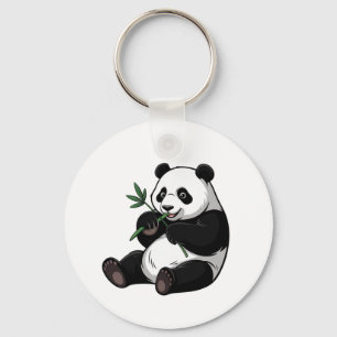 Llavero Oso Panda Lindo y de Moda con Bambú Verde