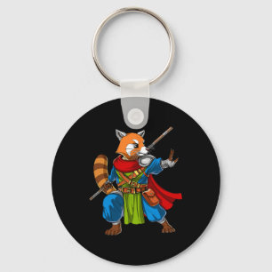 Llavero Oso Panda Rojo Ninja Samurai Guerrero Funny Kung F