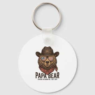 Llavero Oso Papá Oso Vaquero Patriótico Vintage Diseño Vec
