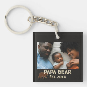 Llavero Oso Papá Padre Año Establecido Foto Negro