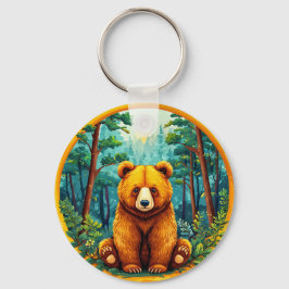 Llavero Oso Pardo en un Bosque