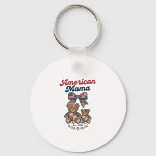 Llavero Oso Patriótico Mama Americana Parche Vectorial Dis