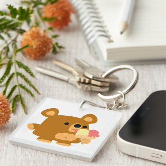 Llavero Oso Personalizado lindo con llave acrílica helada