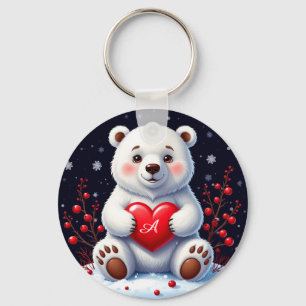 Llavero Oso Polar Blanco Adorable Cachorro Sosteniendo un 