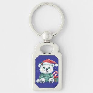 Llavero Oso polar de Navidades cortos en suéter festivo