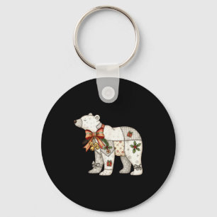 Llavero Oso Polar de Parche Cute Navidad Edredón