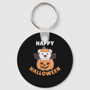 Llavero Oso Polar Feliz Disfraz de Bat de Calabaza de Hall