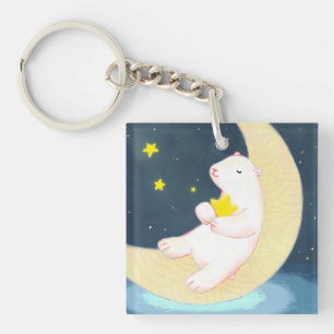 Llavero Oso Polar, la luna y las estrellas