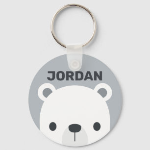 Llavero Oso polar pequeño y corto con nombre personalizado