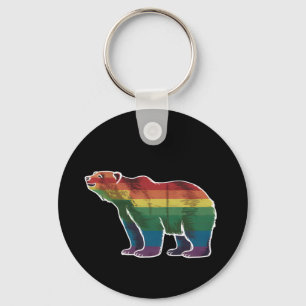 Llavero Oso Polar Retro Arcoíris Lesbiana LGBT Orgullo Gay