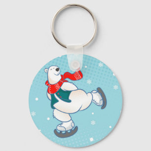 Llavero Oso polar sobre patines de hielo